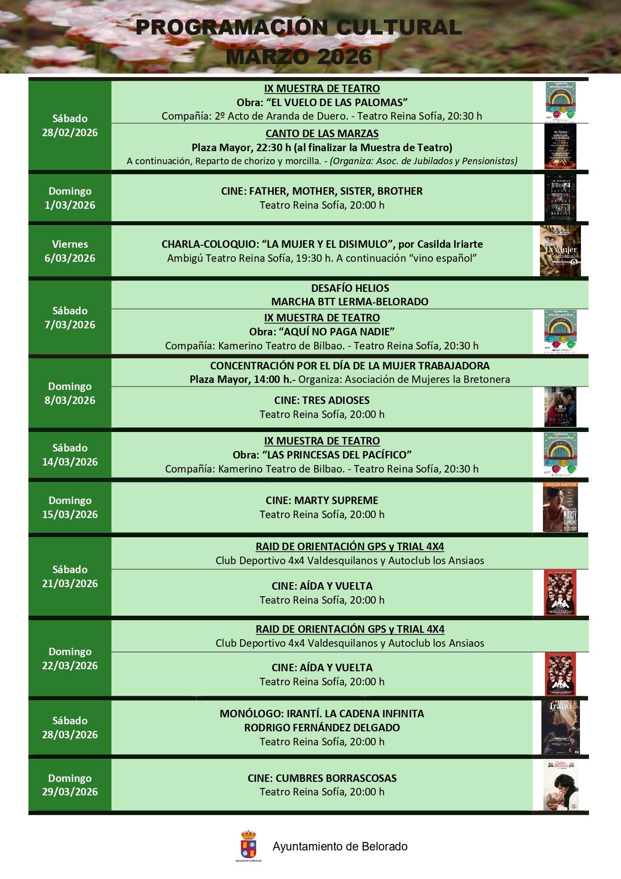 Programación cultural marzo 