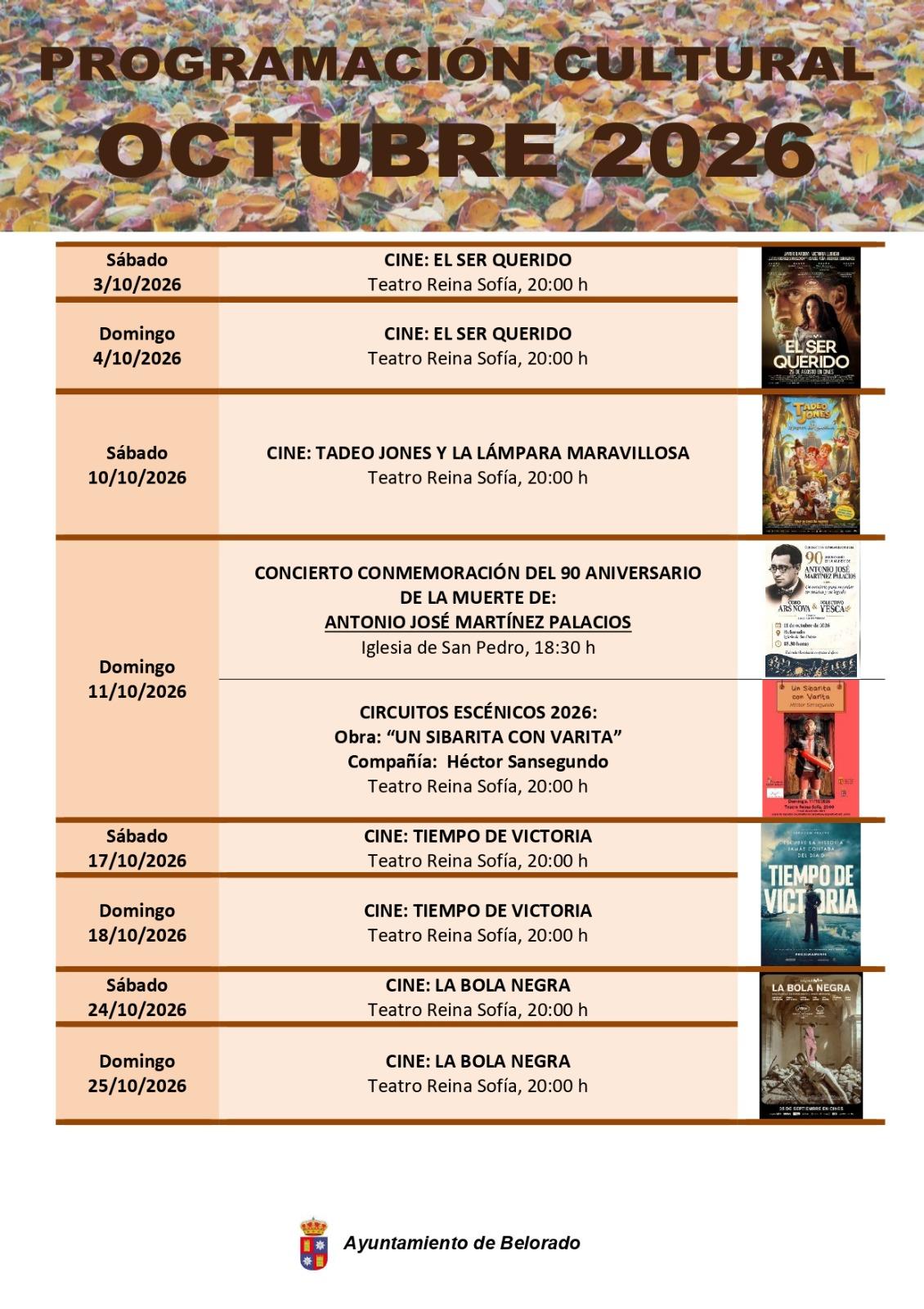 Programación cultural octubre 2026 